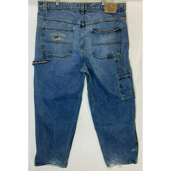Vintage US POLO ASSOC JEANS CO Mens 38x30 Baggy Hip Hop Skater Grunge Blue Y2K - Picture 13 of 13